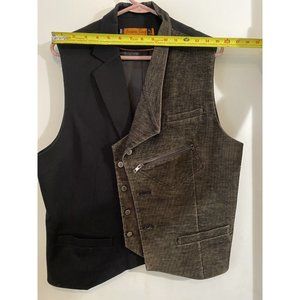 Asymmetrical Black Grey Vest - Corduroy - Designer - Jaeyoon Jeong Collection